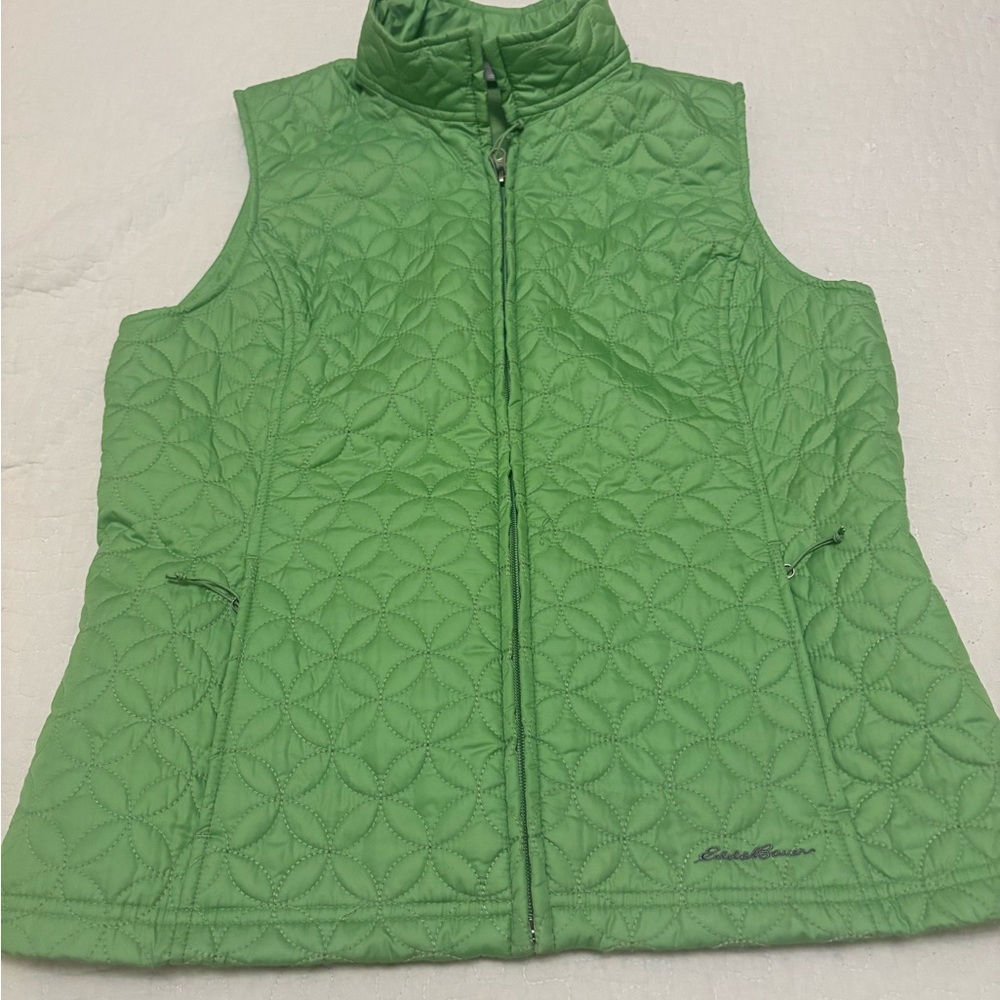 Eddie Bauer Green Quilted Utility Vest